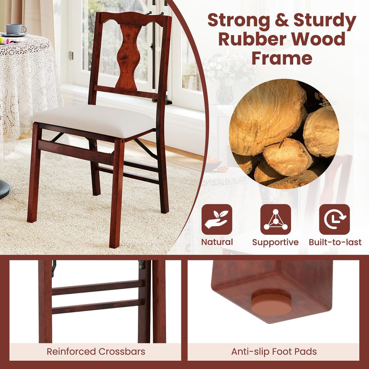 Giantex Folding Dining Chairs Set of 2/4 Upholstered Dining Chairs with Comfy Padded Seats