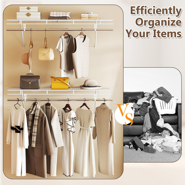 Giantex 4 ft x 12” Metal Wire Storage Shelf &amp; Clothes Rod Organizer