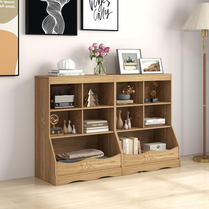 Giantex Storage Cabinet, Small Bookshelf, Short Bookcase with 4 Open Storage Cube &amp; Bottom Compartment