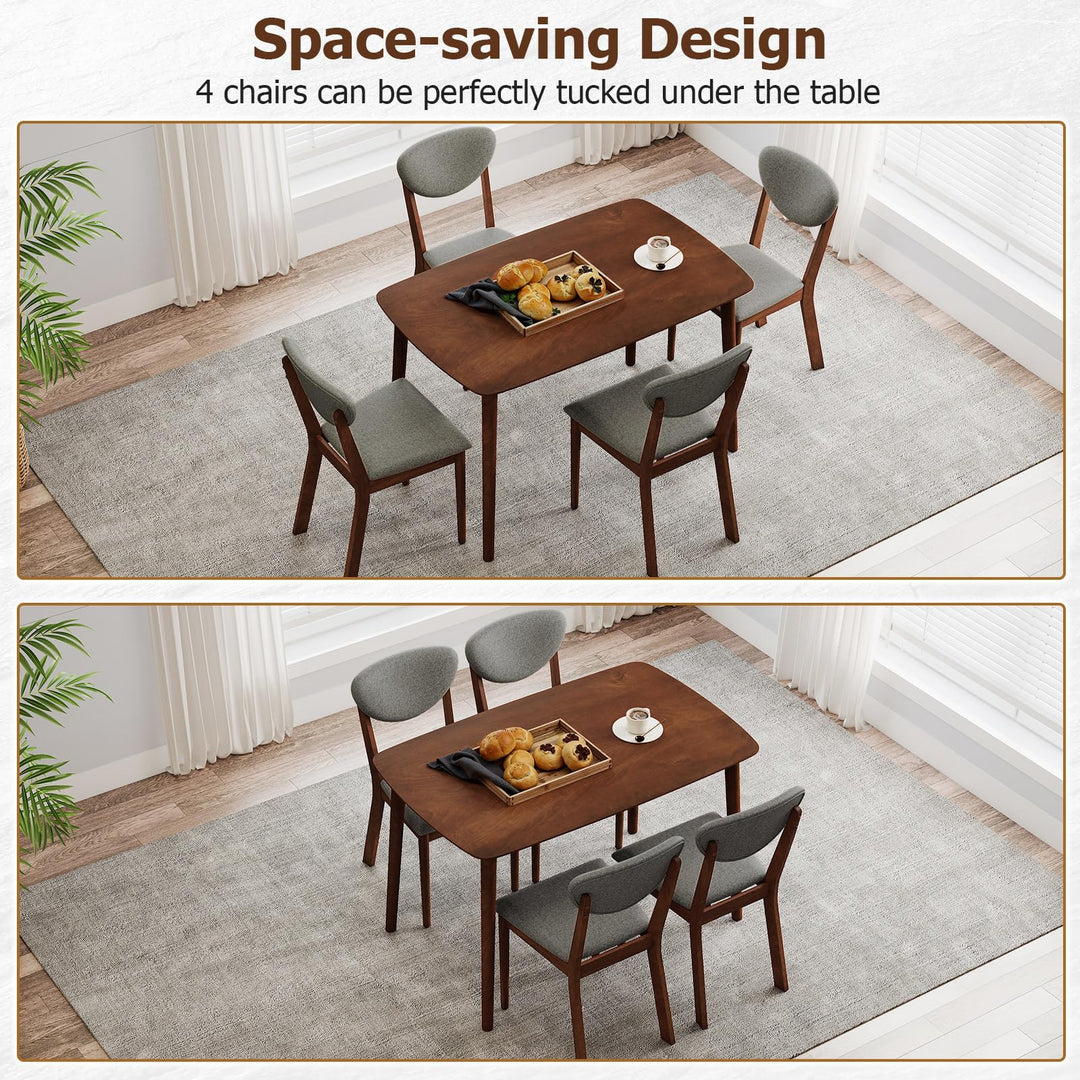 Giantex Mid-Century Modern Kitchen Table and Upholstered Chairs Set for 4