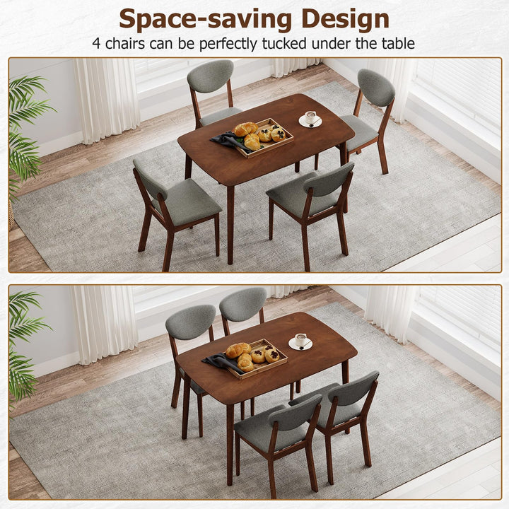 Giantex Mid-Century Modern Kitchen Table and Upholstered Chairs Set for 4