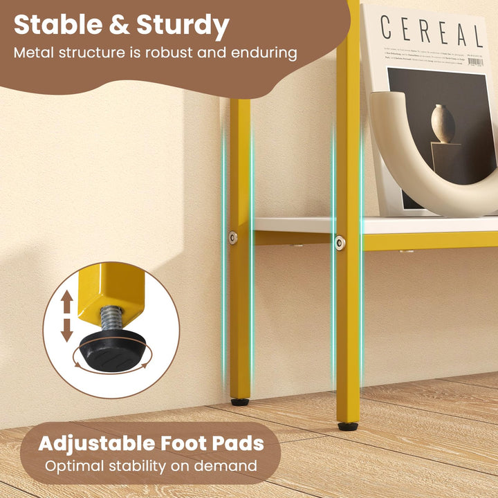 Giantex Gold Console Table with Shelf, 44" Narrow Entryway Table w/Dual Anti-Tipping Kits &amp; Golden Metal Frame