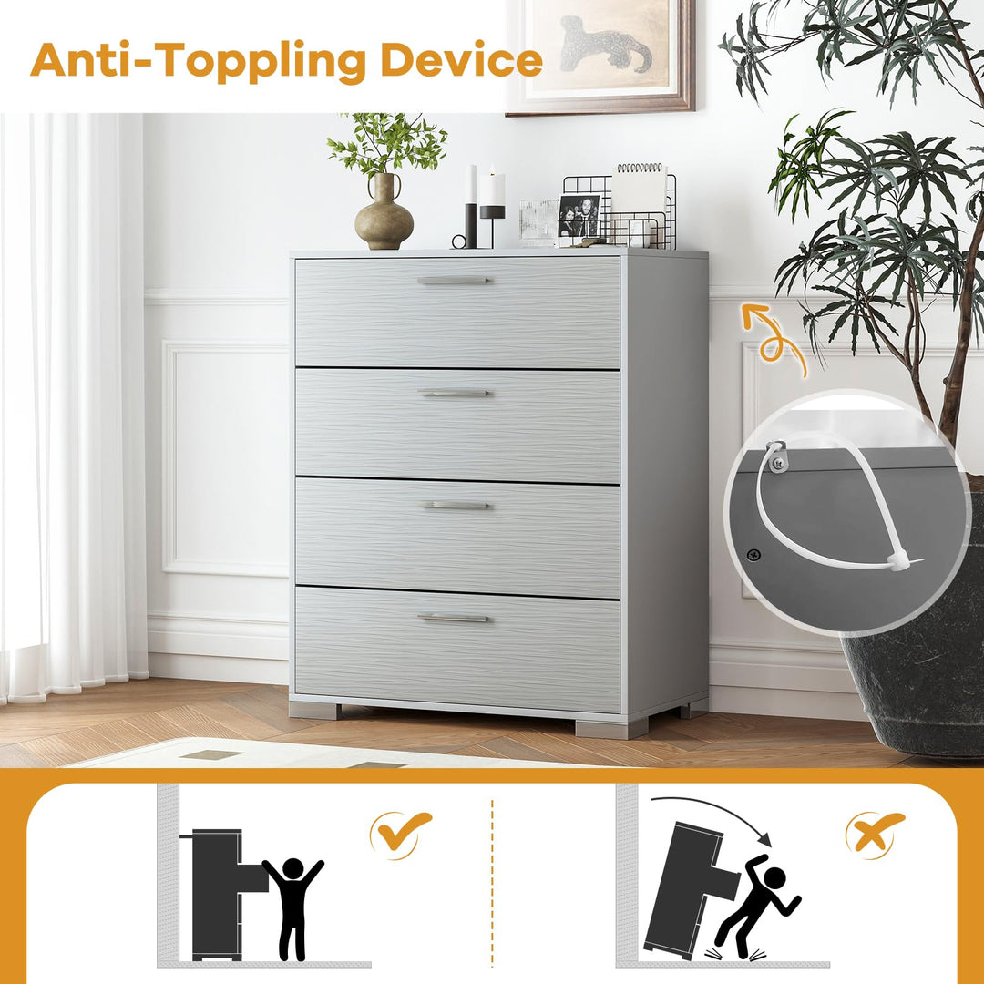 Giantex Storage Cabinet with 4 Drawers, Metal Legs &amp; Handles, Anti-Toppling Devices, Tall Cabinet