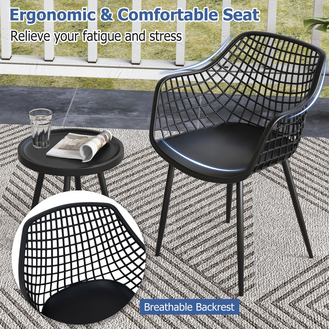 Giantex 3 Piece Patio Furniture Set, Outdoor Bistro Table and Chairs Set of 2, PP Seat &amp; Metal Legs