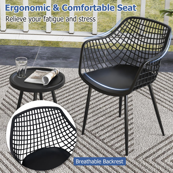 Giantex 3 Piece Patio Furniture Set, Outdoor Bistro Table and Chairs Set of 2, PP Seat &amp; Metal Legs