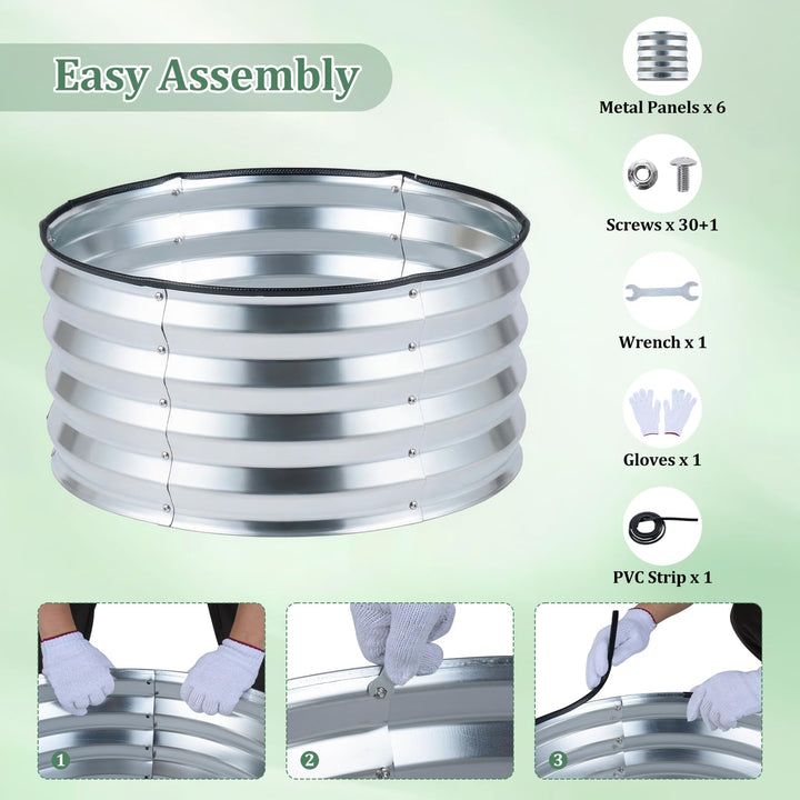 Giantex 2 Pack Round Galvanized Raised Garden Bed Kit (2x2x1 FT)