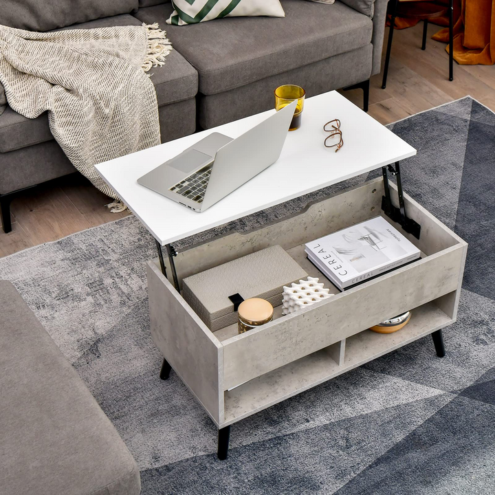 Giantex Lift Top Coffee Table, Modern Cocktail Table w/Hidden Compartment &amp; 2 Open Shelves