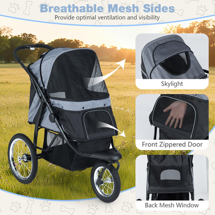 Giantex Dog Stroller for Small &amp; Medium Dogs Cats Foldable Pet Stroller with 3 All-Terrain Inflatable Rubber Wheels