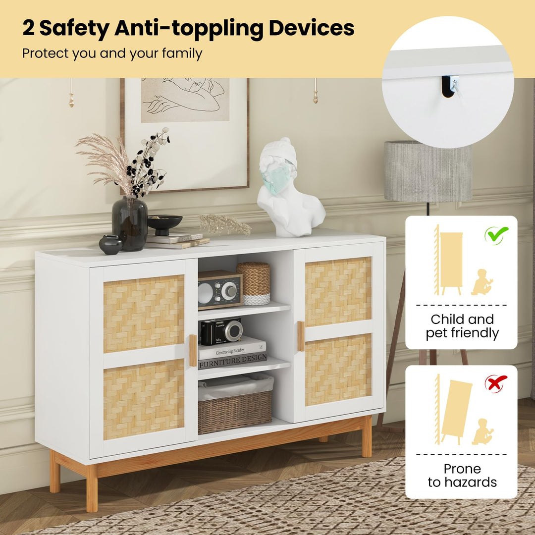 Giantex Buffet Sideboard, Kitchen Storage Cabinet with 3 Open Shelves &amp; 2 Side Cabinets