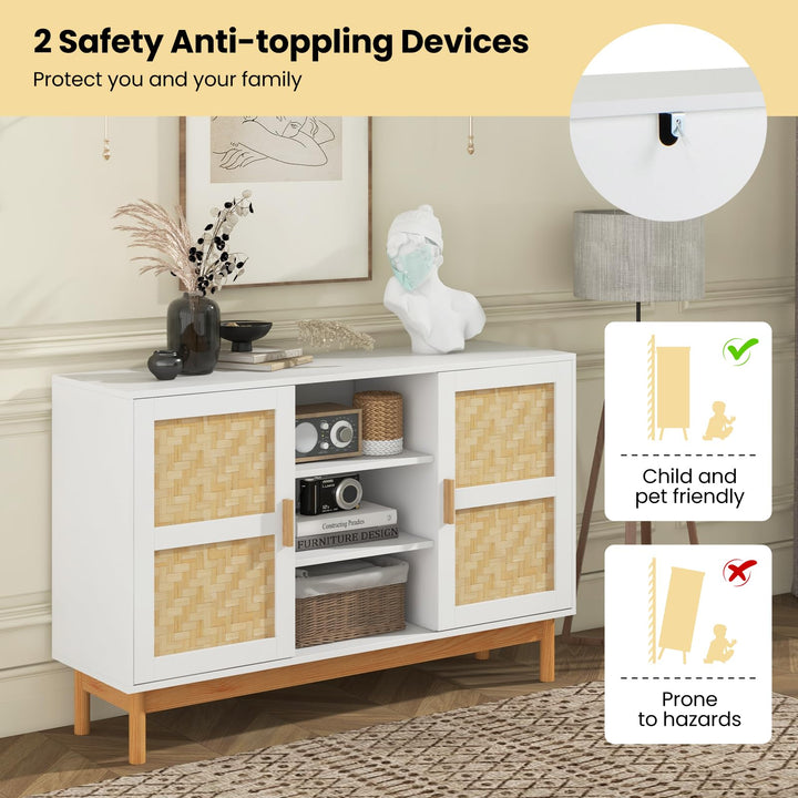Giantex Buffet Sideboard, Kitchen Storage Cabinet with 3 Open Shelves &amp; 2 Side Cabinets