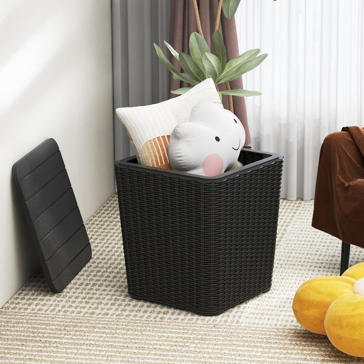 Giantex Small Outdoor Side Table - 11.5 Gallon Deck Box with Removable Lid &amp; Wicker-woven