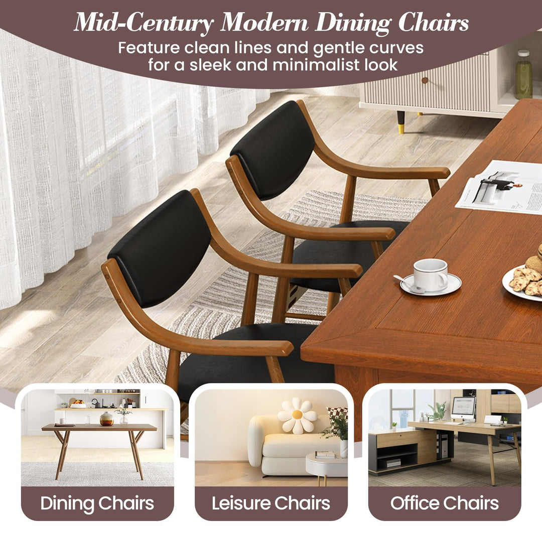 Giantex Wooden Dining Chairs Set of 2/4, PU Leather Upholstered Kitchen Chairs w/Padded Seat &amp; Back