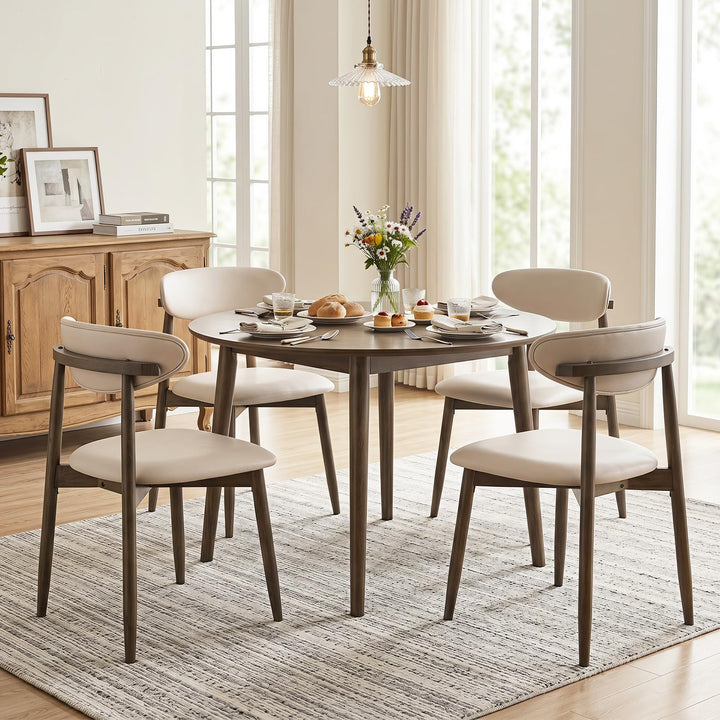 Giantex Wooden Dining Chairs Set of 2/4 with Curved Backrest &amp; Solid Rubber Wood Legs