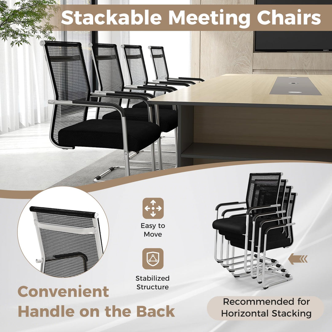 Giantex Waiting Room Chairs, Office Guest Chairs, Lobby Chairs with Metal Sled Base &amp; Armrests
