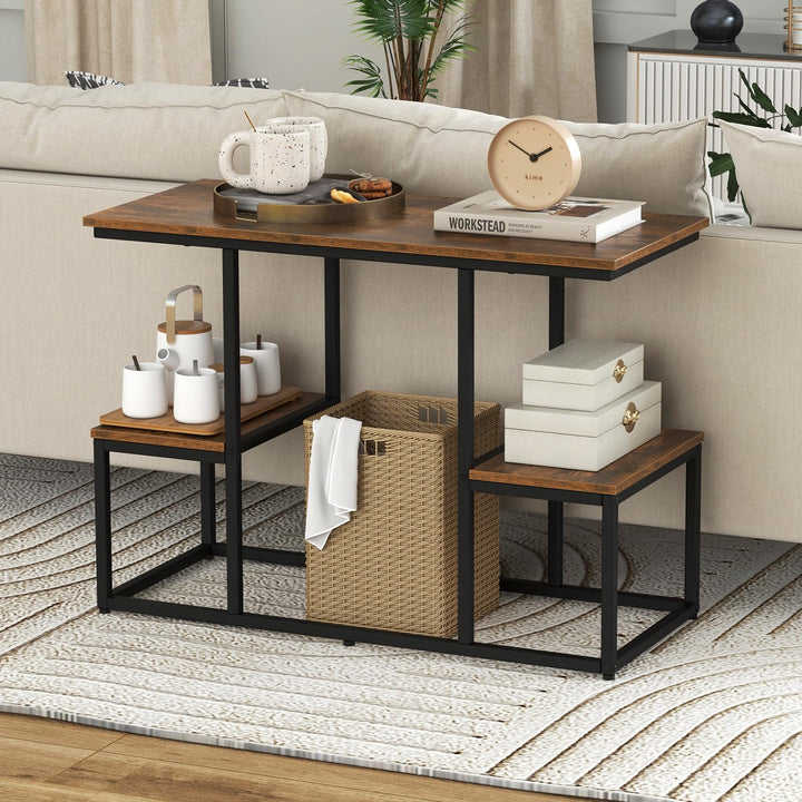 Giantex TV Stand for 50-Inches TVs - Industrial Sofa Table with Open Storage Shelves, 2-Tier Display Rack