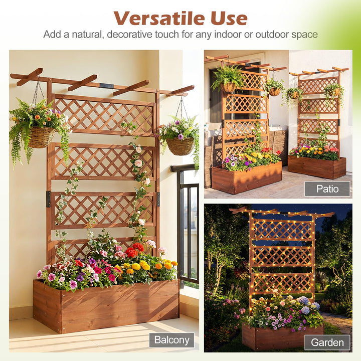 Giantex 72" Wooden Raised Garden Bed with Trellis w/Privacy Screen Roof