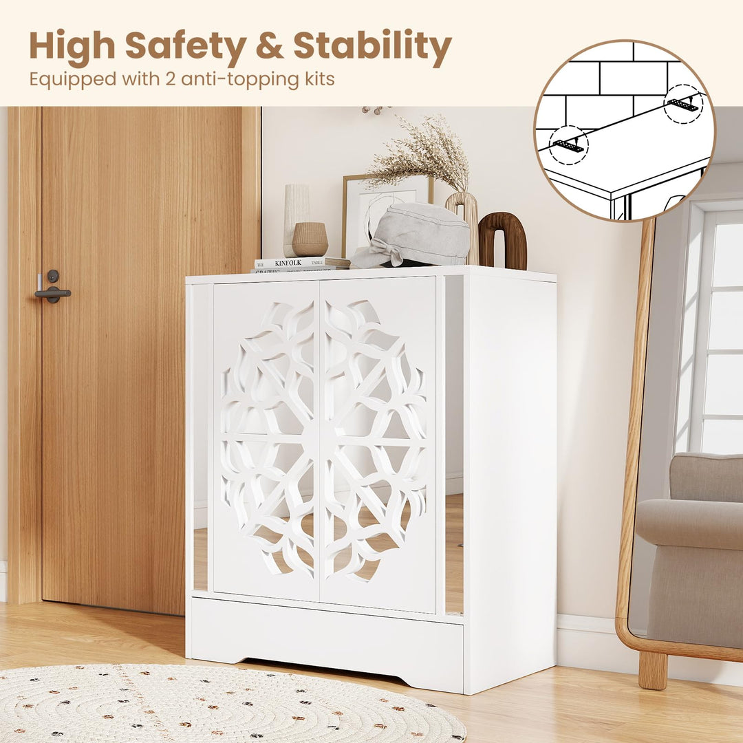 Giantex Shoe Cabinet with Drawer 6-Tier Shoe Organizer Cabinet with Mirrored Doors