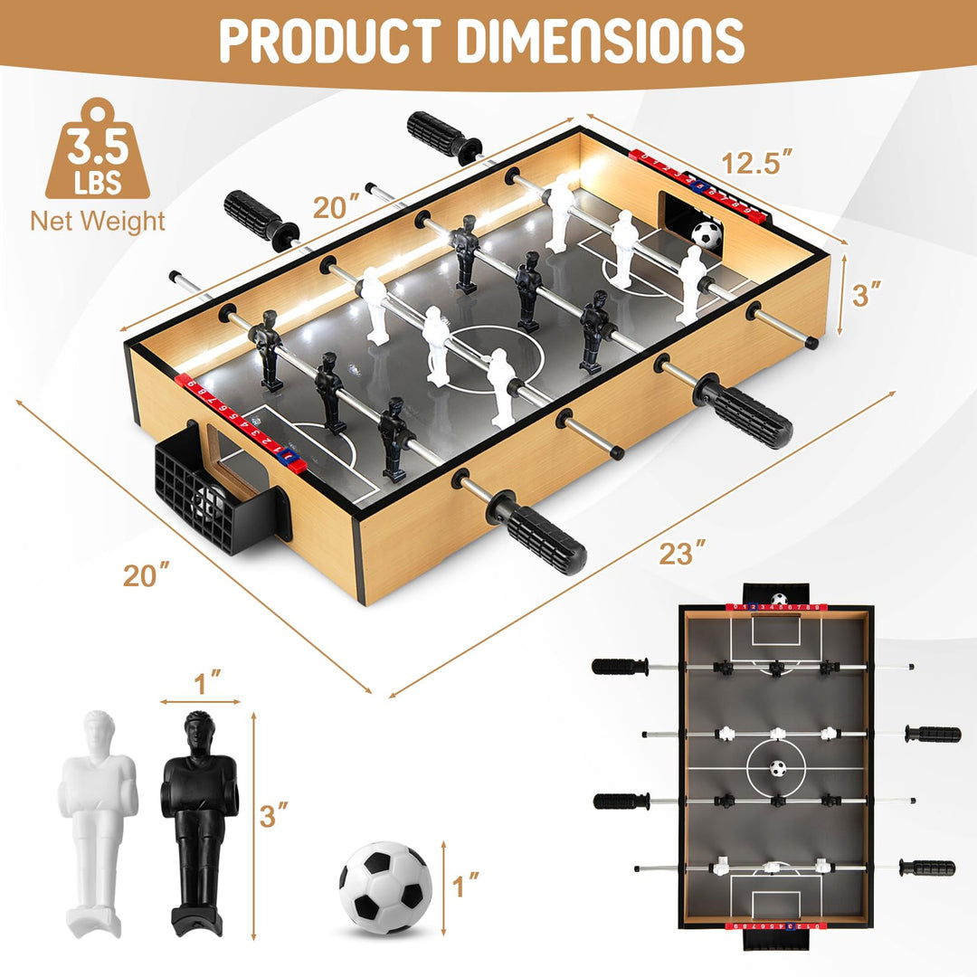 Giantex 20 Inch Foosball Table - Tabletop Football Table w/LED Lights, Realistic Players &amp; 2 Balls