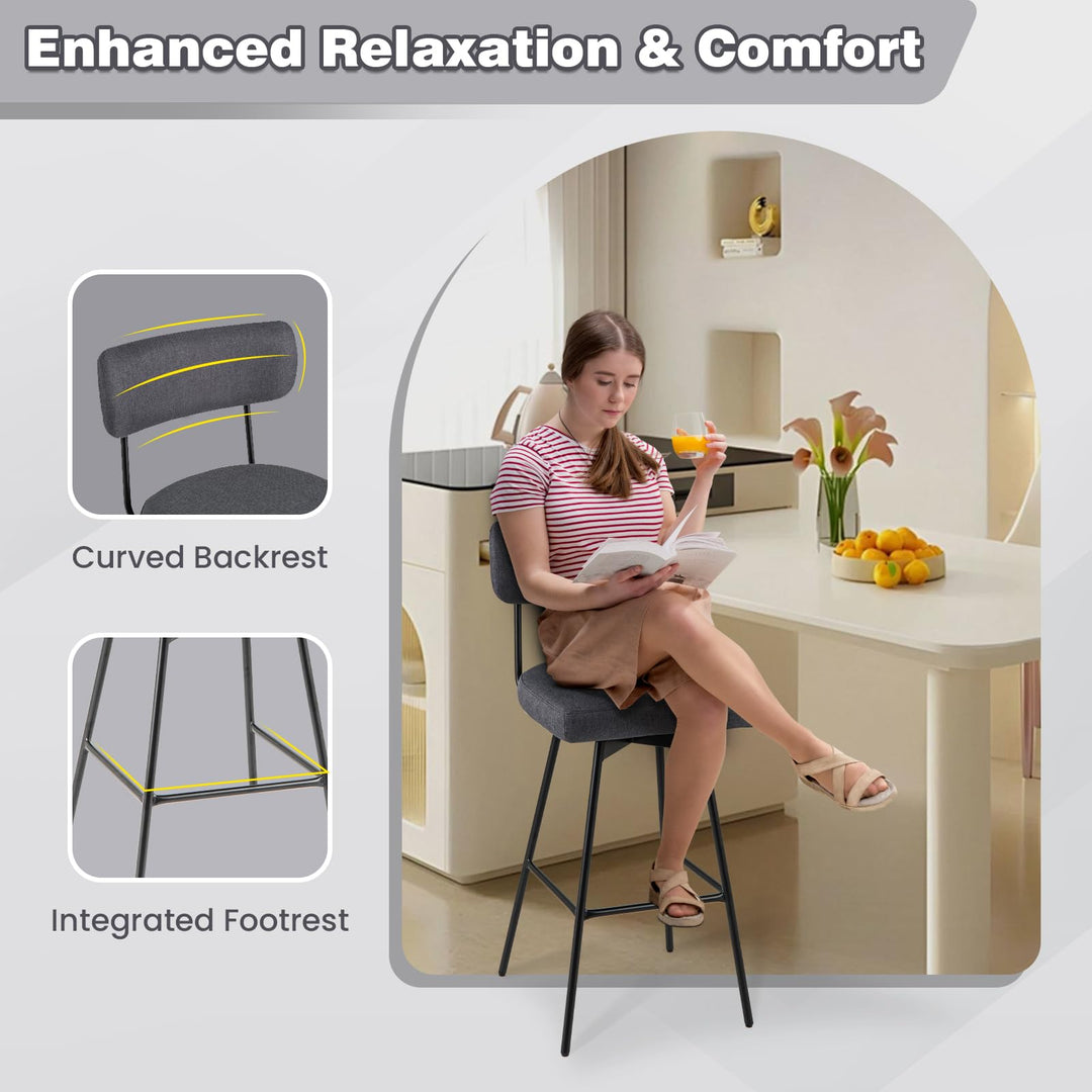 Giantex Swivel Bar Stools,  Upholstered Bar Height Bar Chairs w/Padded Seat &amp; Backrest