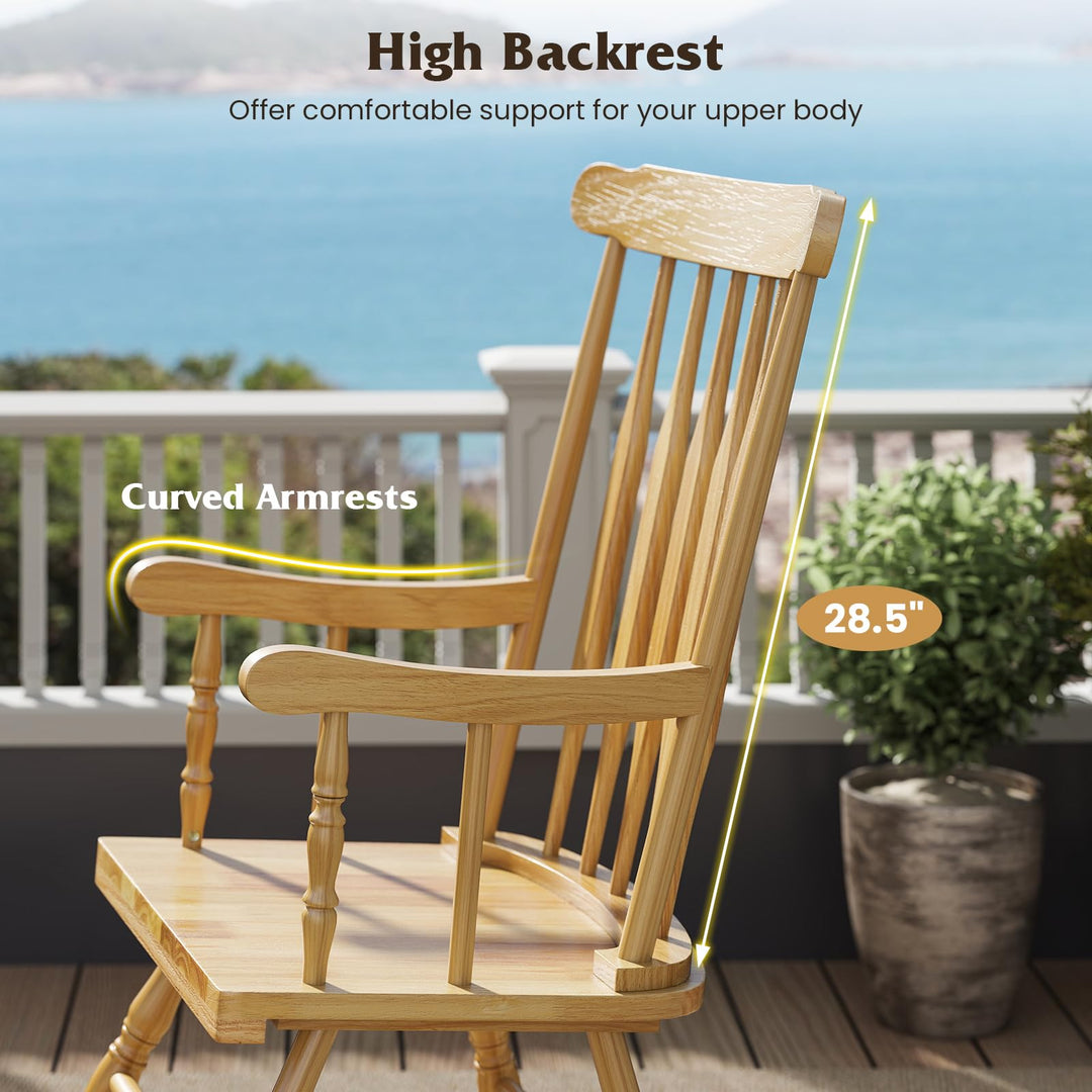 Giantex Patio Rocking Chair with Solid Rubber Wood Frame