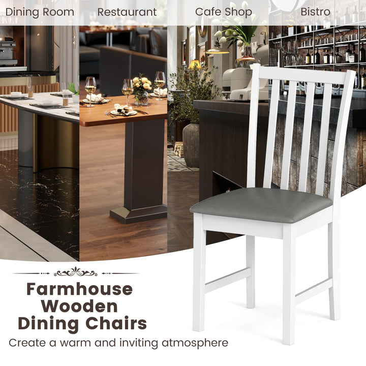 Giantex Wooden Dining Chairs Set of 2/4 Faux Leather Upholstered Kitchen Chair w/Rubber Wood Legs