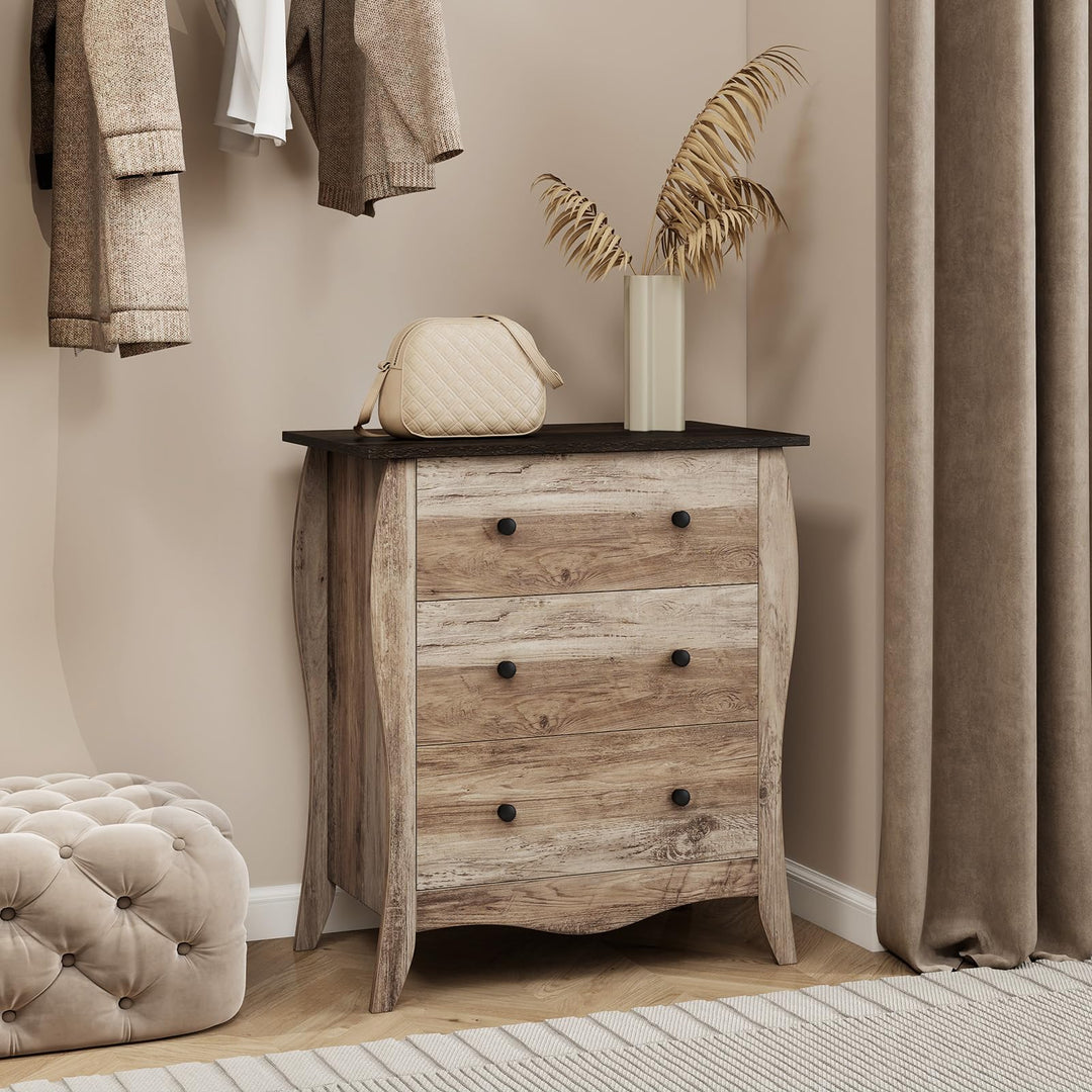Giantex Storage Cabinet with Foldable &amp; Detachable Fabric Drawers, Anti-Tipping Kit, 26.5” x 15” x 30” Farmhouse Floor Cabinet
