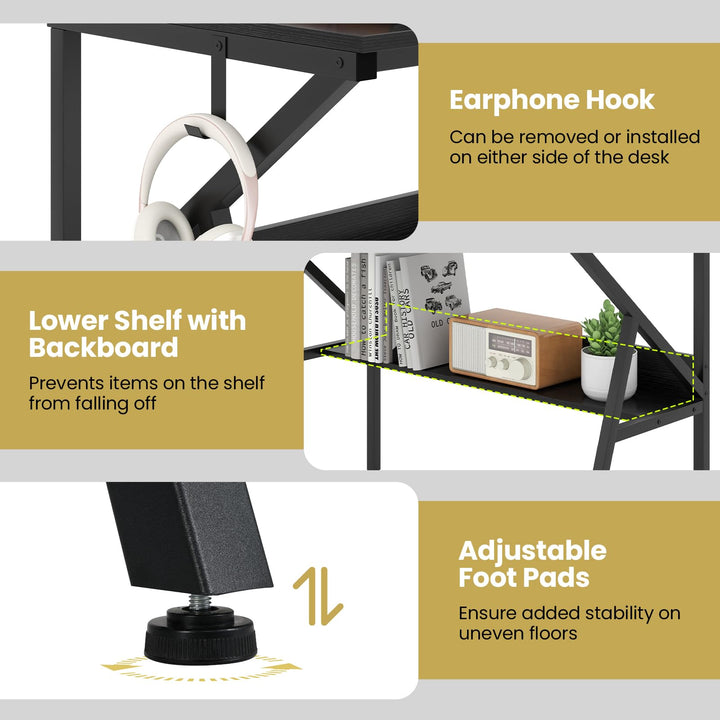 Giantex Space Saving Computer Desk with Monitor Stand and Extra Storage Shelf for Work Study