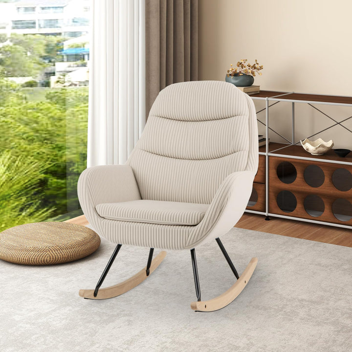 Giantex Upholstered Rocking Chair Nursery Glider Rocker with Padded Backrest and Seat