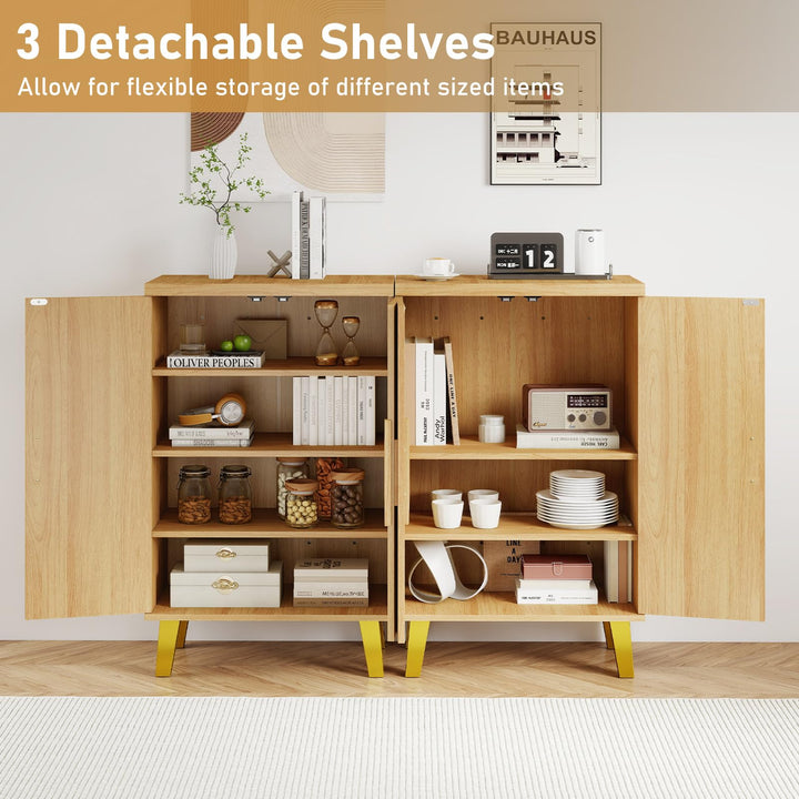 Giantex Sideboard Buffet Cabinet, Kitchen Storage Cabinet with Double Doors &amp; Removable Shelves (Natural Oak,1)