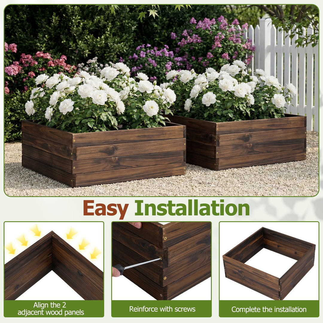 Giantex 23" x 23" Square Wooden Raised Garden Bed (1/2)