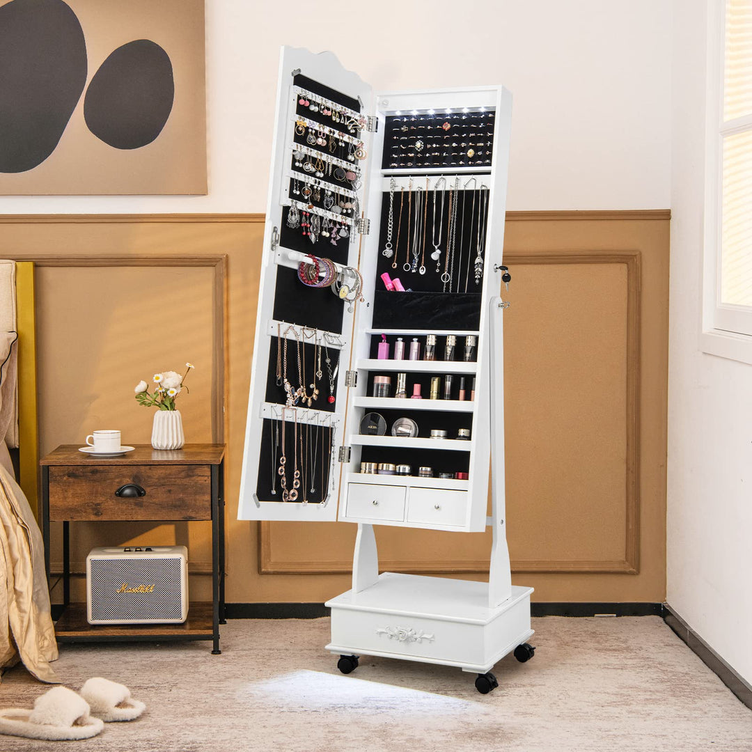 CHARMAID Kids Jewelry Armoire &amp; Adult Jewelry Cabinet Set