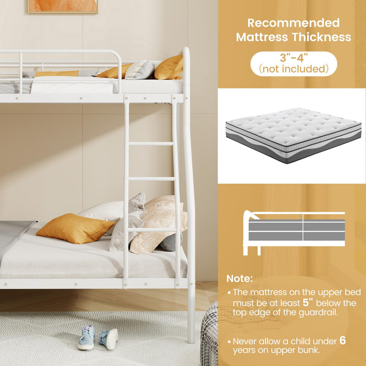 Giantex Metal Bunk Beds Twin Over Full Size, Heavy Duty Bunk Bed for Teens Adults with Ladder &amp; Guardrails
