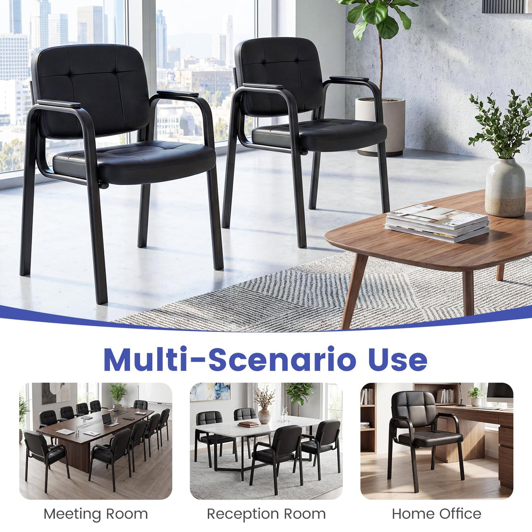 Giantex Leather Office Reception Chairs with Padded Armrests