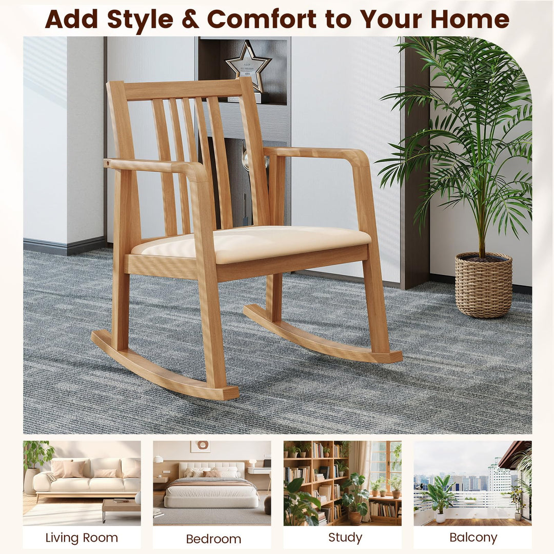 Giantex Rocking Chair with Cushioned Seat for Living Room