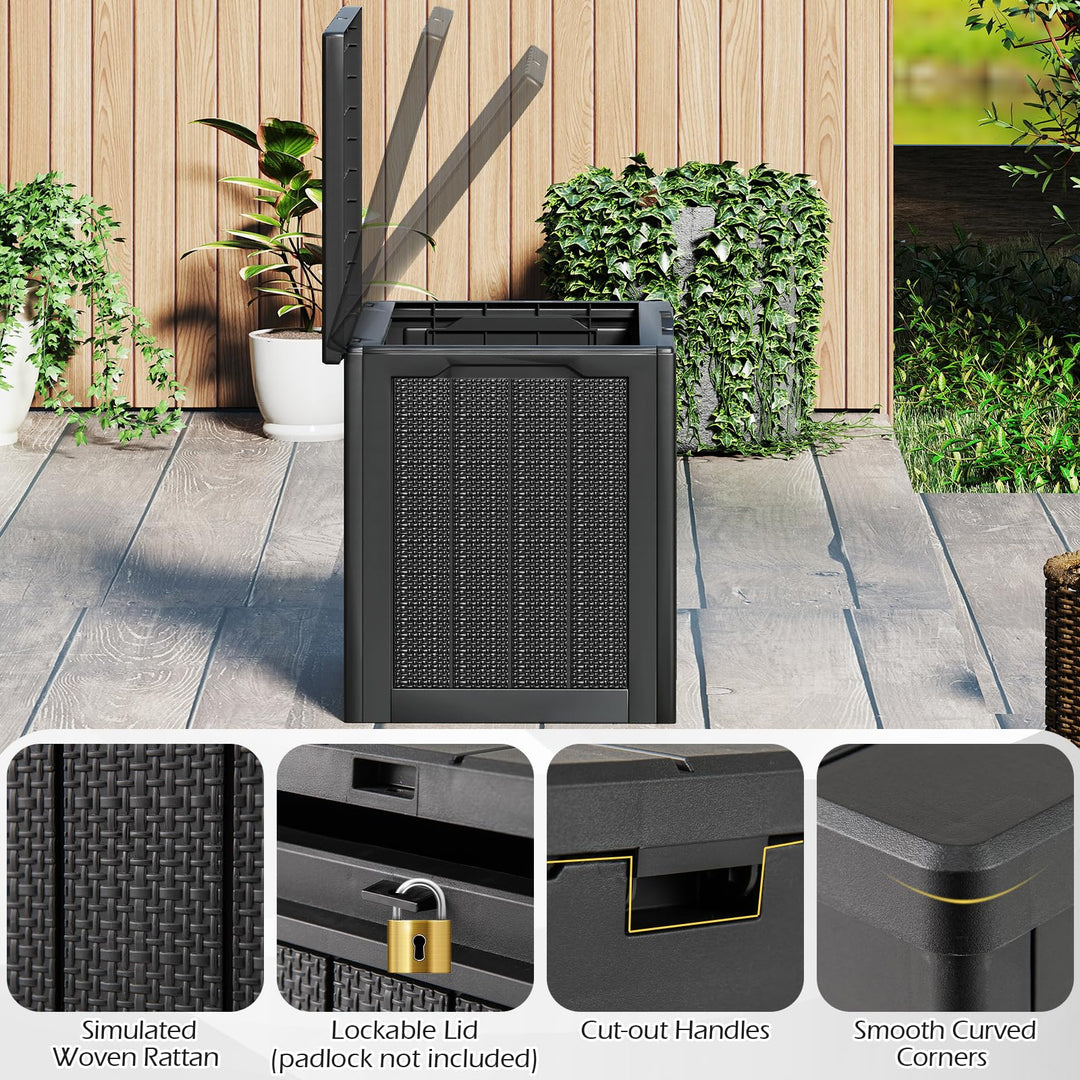 Giantex 25 Gallon Outdoor Storage Box with Lockable Lid