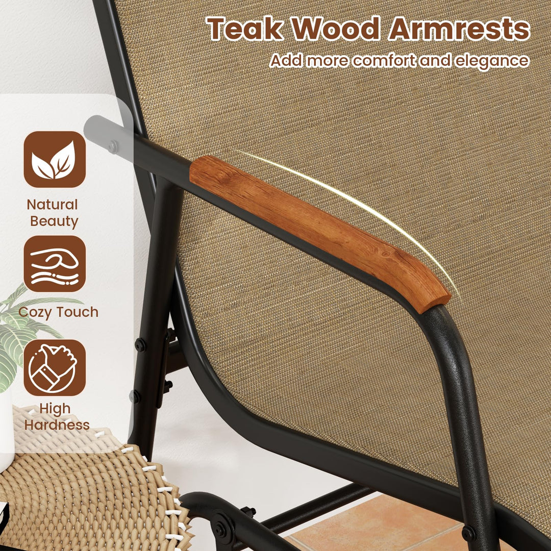 Giantex 3-Person Swing Gliding Loveseat with Curved Teak Armrests