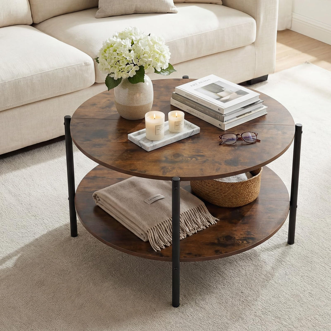 Giantex 33.5" Small Center Table with Open Storage Shelf and Heavy-Duty Metal Frame