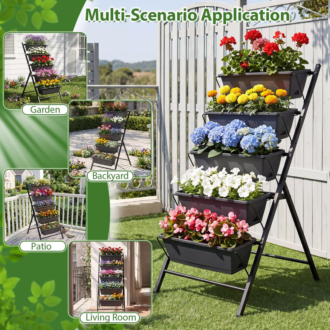 Giantex 5-Tier Vertical Garden Planter Set 1/2 Raised Garden Bed w/Drainage