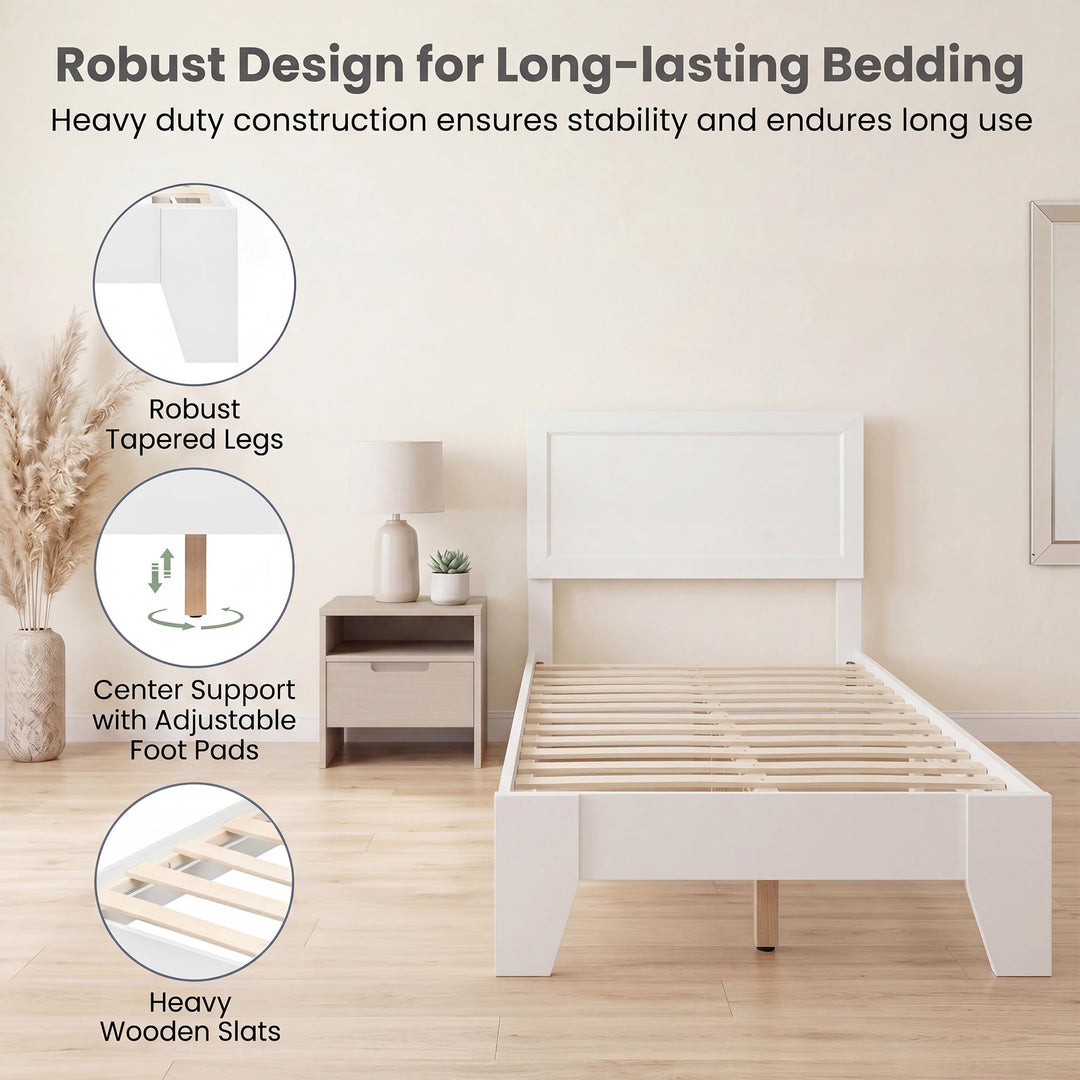 GIANTEX Twin/Full/Queen Size Wooden Bed Frame with Wood Slat Support