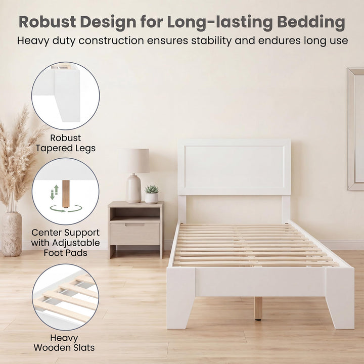 GIANTEX Twin/Full/Queen Size Wooden Bed Frame with Wood Slat Support