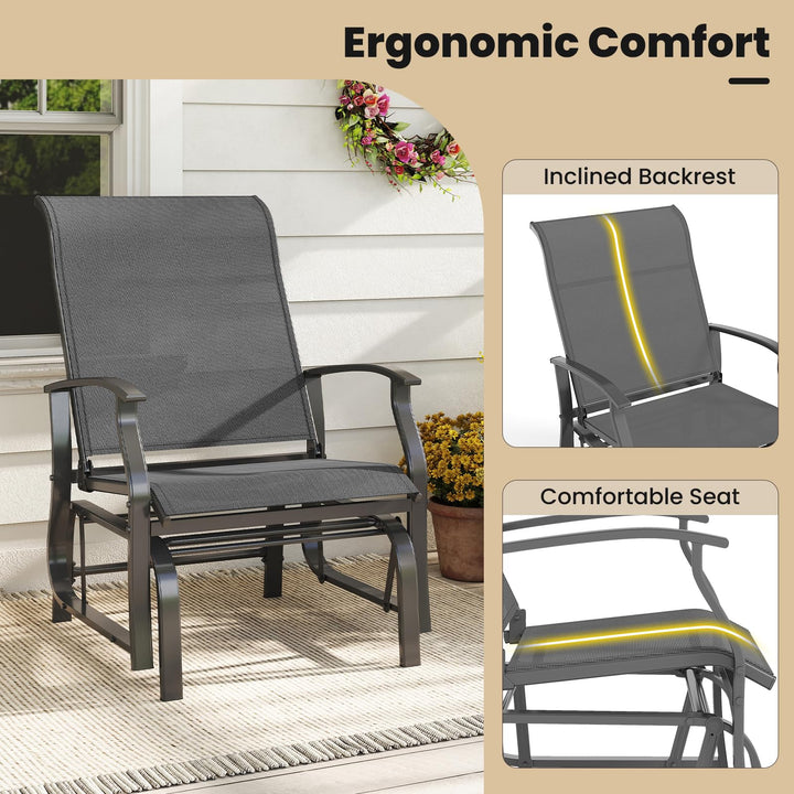 Giantex 2-Pack Outdoor Glider Rocking Chairs with Ergonomic Backrest &amp; Seat