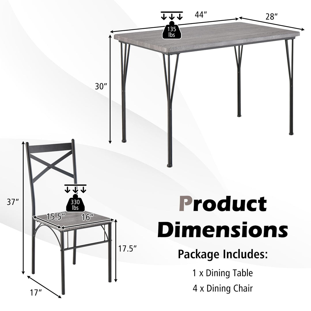 Giantex 5-Piece Dining Table Set, Modern Rectangular Dining Table &amp; 4 Dining Chairs Set with Metal Frame