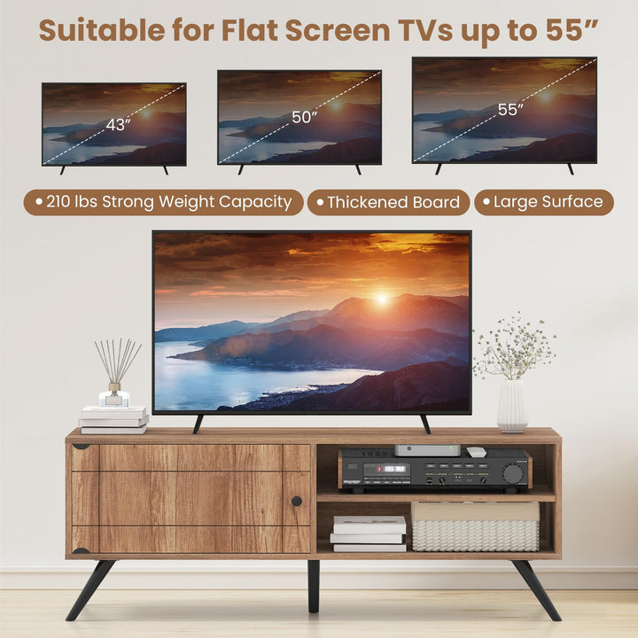 Giantex Mid-Century Modern Entertainment Center with Storage Cabinet