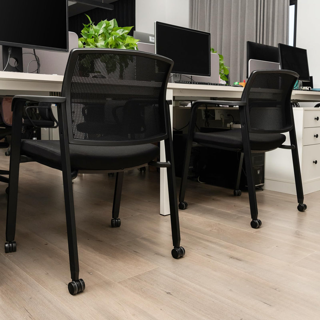 Giantex Waiting Room Chair Set, Rolling Office Desk Chairs with PU Wheels (2 / 4 / 6 / 8 / 10 / 12 Pack Options)
