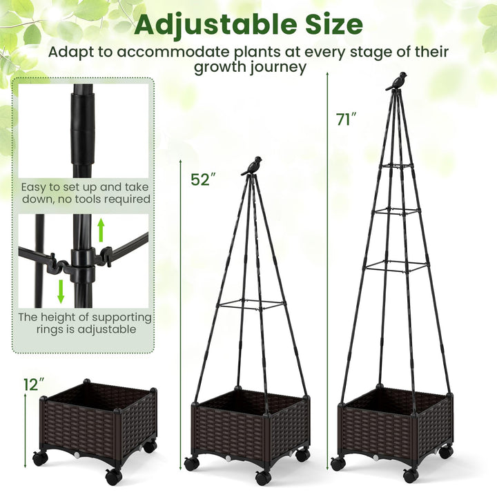 Giantex Raised Garden Bed with Wheels &amp; Tomato Cage