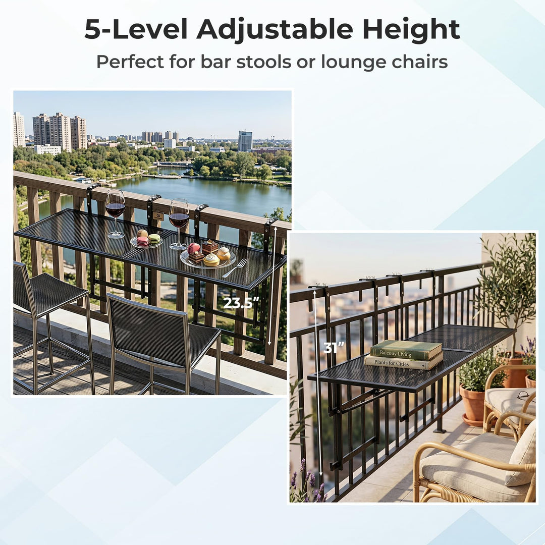 Giantex 48" Balcony Railing Table for Patio &amp; Deck