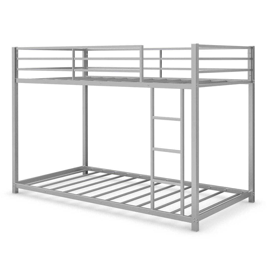 Giantex Metal Bunk Bed Twin Over Twin, Low Profile Bunk Bed Frame with Ladder &amp; Full Length Guardrail