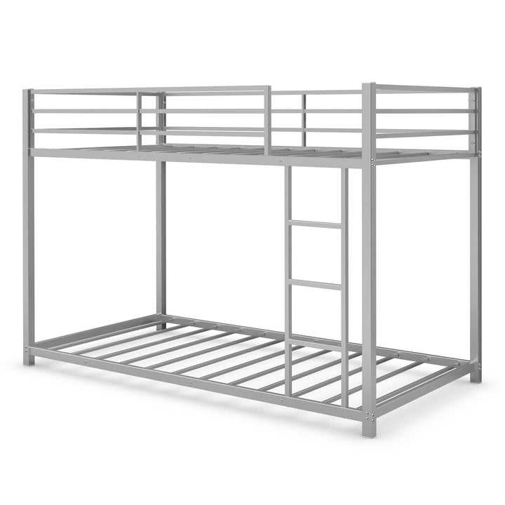 Giantex Metal Bunk Bed Twin Over Twin, Low Profile Bunk Bed Frame with Ladder &amp; Full Length Guardrail