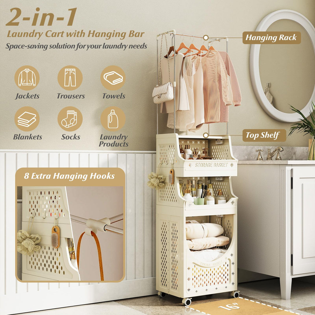 Giantex 4-Tier Laundry Cart with Hanging Rack