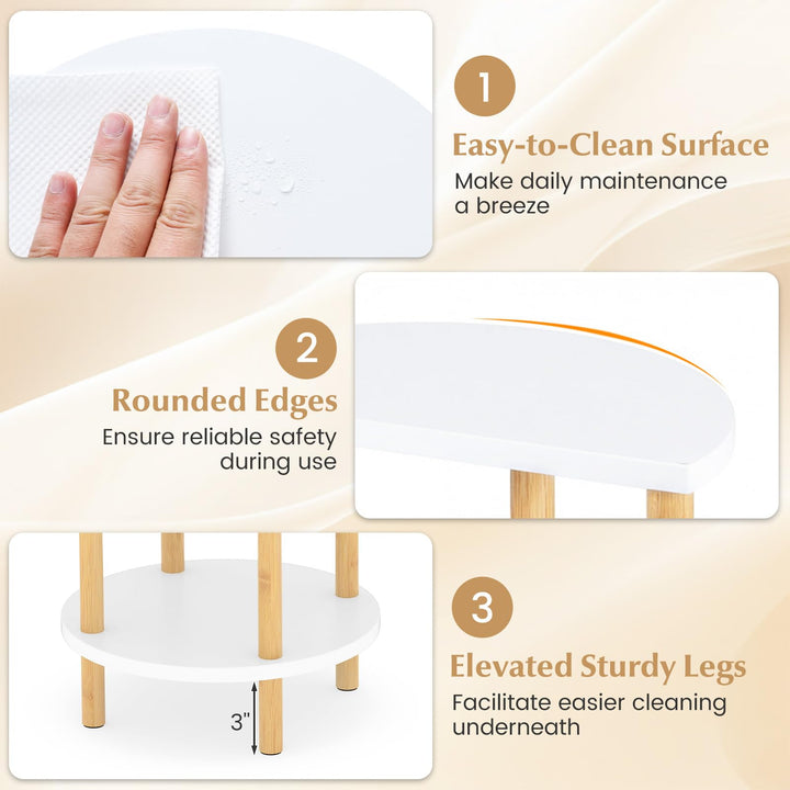 Giantex 3-Tier Bamboo Round Side Table Set of 2